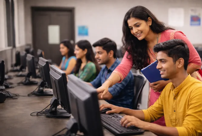JOIN STUDY CENTRE → Instructor helping students